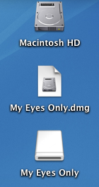 My Eyes Only.dmg and My Eyes Only opened on the Desktop.